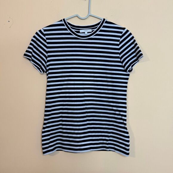 Vince Essential Crewneck T-Shirt black white striped size small women’s shirt - Picture 1 of 4